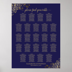 Lacy Gold 23 Tableau Mariage Siège bleu marine