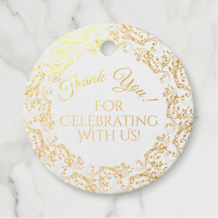 Lacy Gold Foil Floral Filigree Wedding Vielen Dank Geschenkanhänger