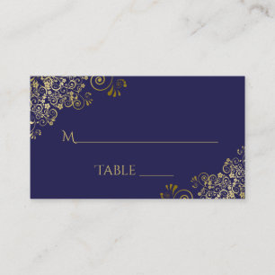 Lacy Gold sur bleu marine Elegant Wedding Carte Es