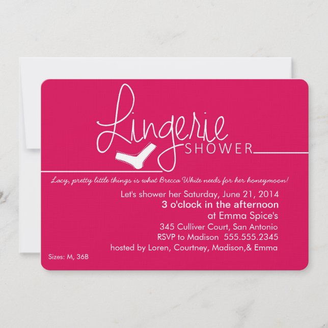 Lacy, Little Lingerie Dusche Einladung (Vorderseite)