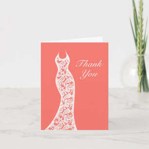 Lacy Living Coral Carte de remerciements