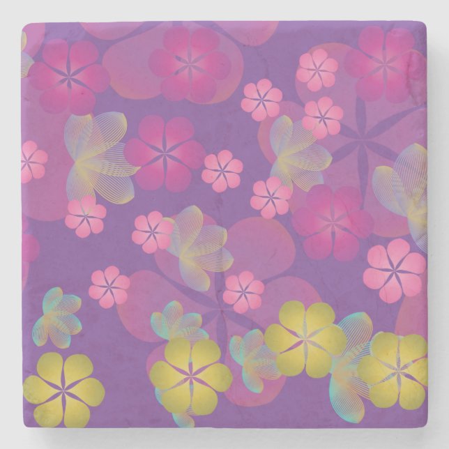Lacy Lotus Lila Steinuntersetzer (Vorderseite)