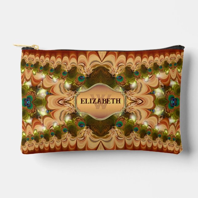 Lacy Peacock Ruffles Individuelle Name Bags Zubehörtasche (Vorderseite)