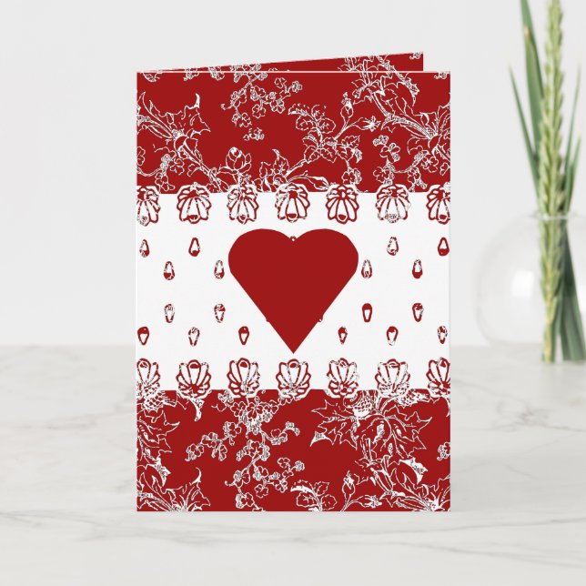 Lacy Red Valentine Feiertagskarte (Vorderseite)