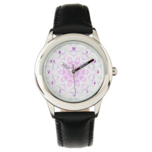 Lacy rose et blanche Kaleidoscope Coeurs Montre Po