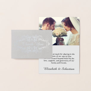 Lacy SIlver Filigree Elegant Wedding Vielen Dank Folienkarte