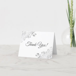 Lacy Silver Frills Elegantes White Wedding Foto Dankeskarte