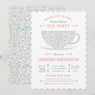 Lacy Teacup Fête des mariées Tea Party Invitation 