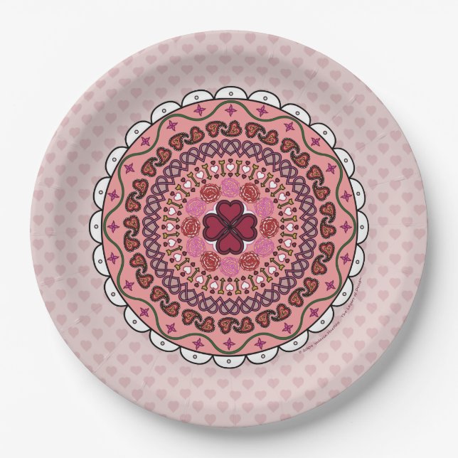 Lacy Valentine's Day Paper Plate Pappteller (Vorderseite)