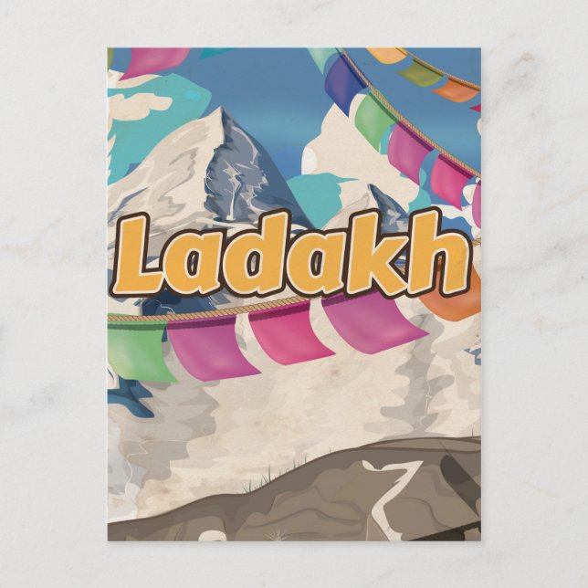 Ladakh, India Vintage Reiseplakat Postkarte (Vorderseite)