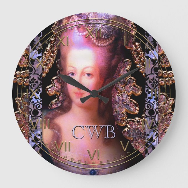 Ladee Feder-französisches Barock Große Wanduhr (Vorderseite)