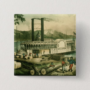 Laden-Baumwolle auf dem Mississippi, 1870 Button