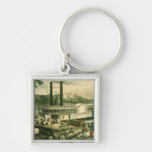 Laden-Baumwolle auf dem Mississippi, 1870 Schlüsselanhänger
