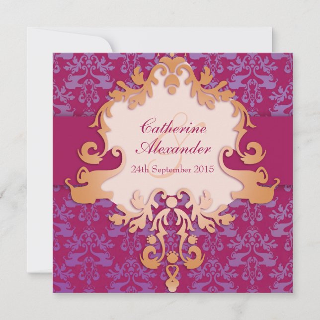 Laden rotes Quadrat der goldenen Hochzeit des Einladung (Vorderseite)