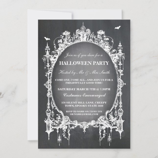 Laden schwarzer gotischer Spinnen-Rahmen Einladung (Vorderseite)