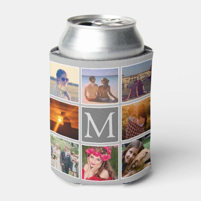 Laden Sie acht Foto mit Monogramm grauen Hintergru Dosenkühler (Kanne Vorderseite)