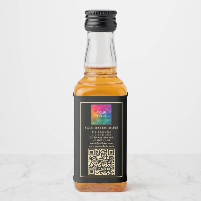Laden Sie den benutzerdefinierten Text QR Code Min Alkoholflaschenetikett (Vorderseite)