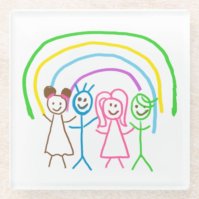 Laden Sie die Zeichnend Kids-Artwork herunter, um Glasuntersetzer (Vorderseite)