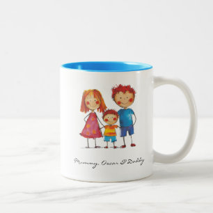Laden Sie die Zeichnung Ihres Kindes hoch Indivi Zweifarbige Tasse