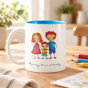 Laden Sie die Zeichnung Ihres Kindes hoch   Indivi Zweifarbige Tasse