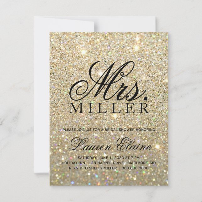 Laden Sie - GoldGlit Fab Frau Brautparty 3 ein Einladung (Vorderseite)