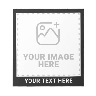 Laden Sie Ihr Bild und Ihren Text hoch Notizblock