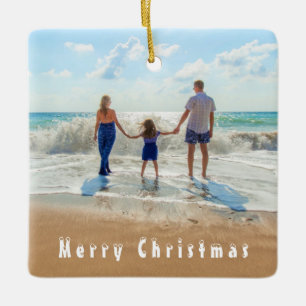Laden Sie Ihr Familienfoto-Weihnachtsornament hoch Keramikornament