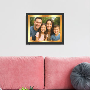 Laden Sie Ihr Foto auf goldenem Hintergrund mit sc Leinwanddruck