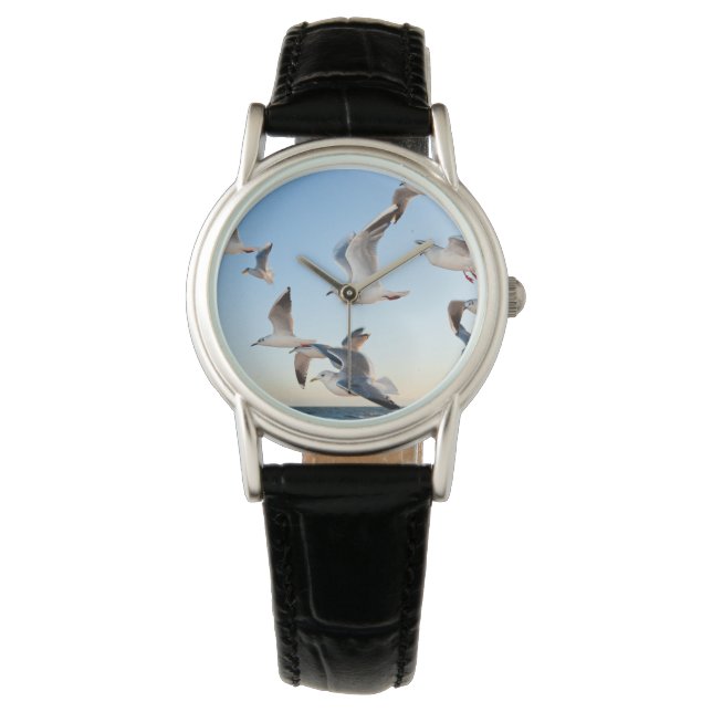 Laden Sie Ihr Foto hoch, fliegende Vögel, meine Da Armbanduhr (Vorderseite)
