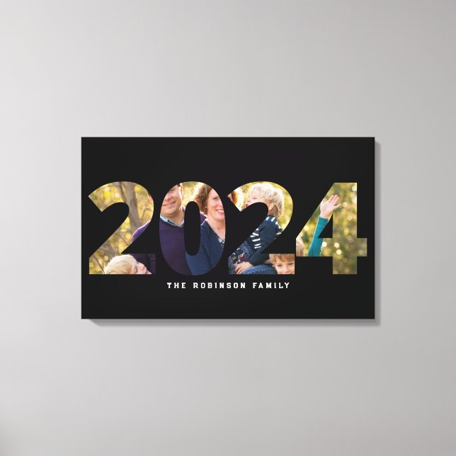 Laden Sie Ihr Foto in Neujahr 2024 hoch Leinwanddruck (Vorderseite)