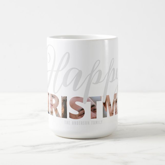 Laden Sie Ihr Foto in Text glücklich Weihnachten h Kaffeetasse (Mittel)