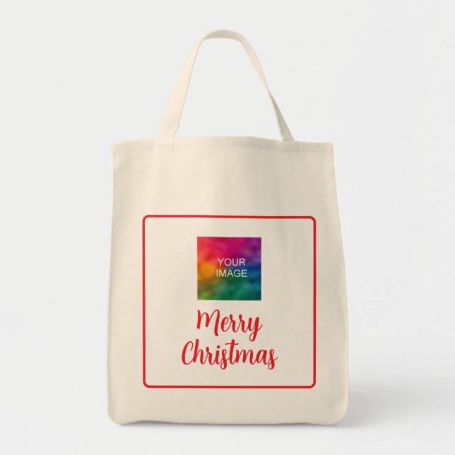 Laden Sie Ihr Foto- oder Firmenlogo zu Weihnachten Tragetasche (Vorne)