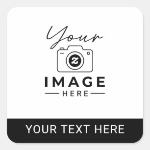 Laden Sie Ihr Lieblingsfoto und Text hoch Quadratischer Aufkleber
