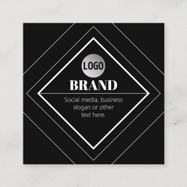 Laden Sie Ihr Logo & anpassbaren Textdesign hoch Quadratische Visitenkarte (Vorderseite)