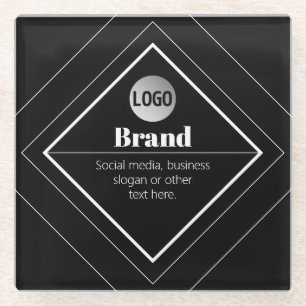 Laden Sie Ihr Logo & anpassbares Textdesign hoch Glasuntersetzer