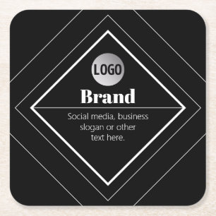 Laden Sie Ihr Logo & anpassbares Textdesign hoch Rechteckiger Pappuntersetzer