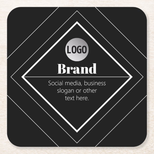 Laden Sie Ihr Logo & anpassbares Textdesign hoch Rechteckiger Pappuntersetzer (Vorderseite)