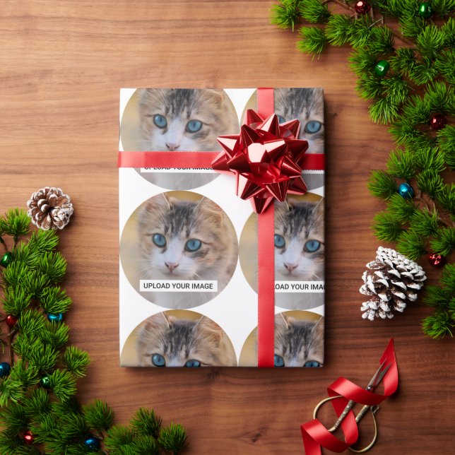 Laden Sie Ihr Niedliches Cat-Foto hoch Geschenkpapier (Feiertagsgeschenk)