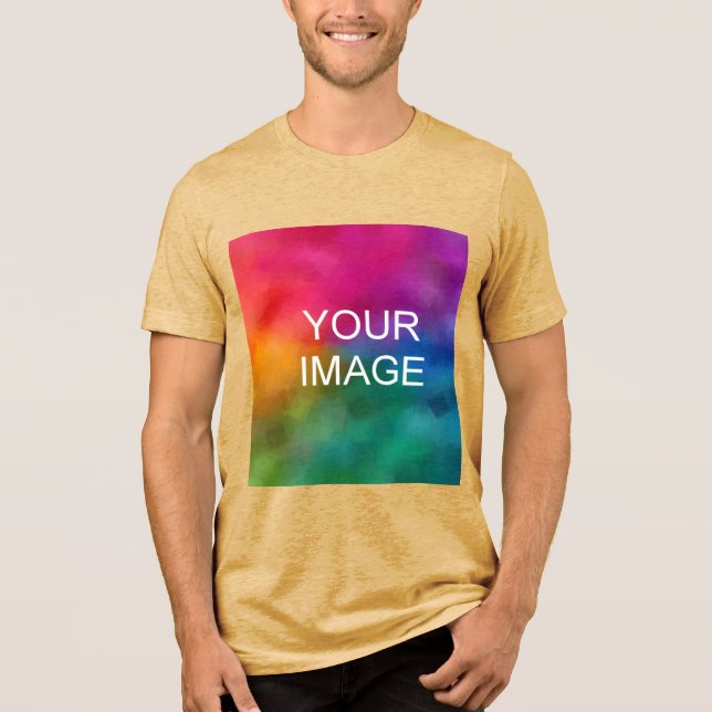 Laden Sie Ihre eigenen Foto-Logo-Vorlage Mens Senf Tri-Blend Shirt (Vorderseite)