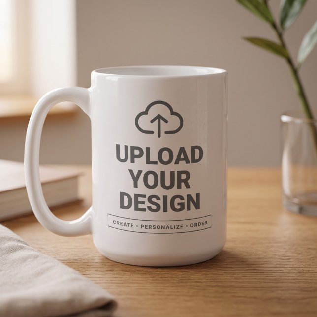 Laden Sie Ihre Grafik hoch Kaffeetasse (Simulated mug on table)
