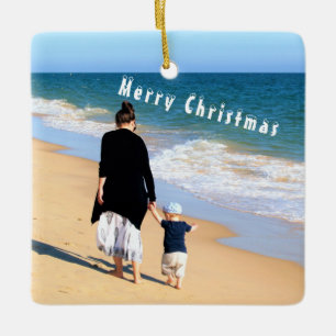 Laden Sie Ihren Lieblings-Foto-Weihnachtsschmuck h Keramikornament
