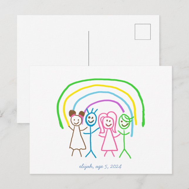 Laden Sie Kinder hoch, in denen Kids-Artwork Gezei Postkarte (Vorne/Hinten)