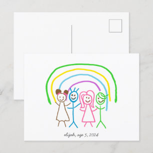 Laden Sie Kinder hoch, in denen Kids-Artwork Gezei Postkarte