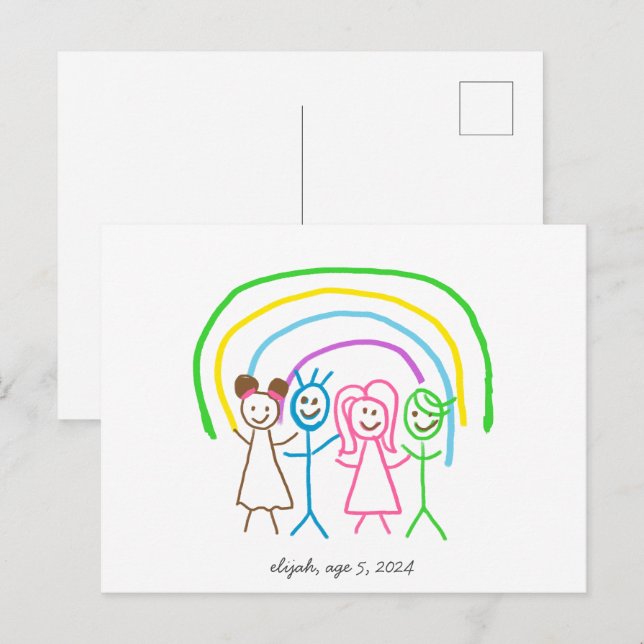 Laden Sie Kinder hoch, in denen Kids-Artwork Gezei Postkarte (Vorne/Hinten)