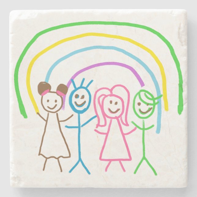 Laden Sie Kinder hoch, in denen Kids-Artwork Gezei Steinuntersetzer (Vorderseite)