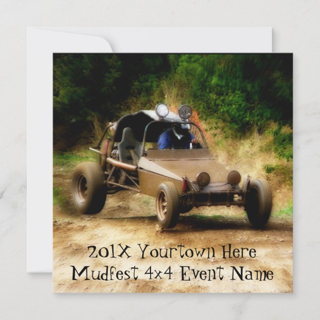 Laden Sie zu Mudfest schmutzigem Dunebuggy 4x4 Einladung (Vorderseite)