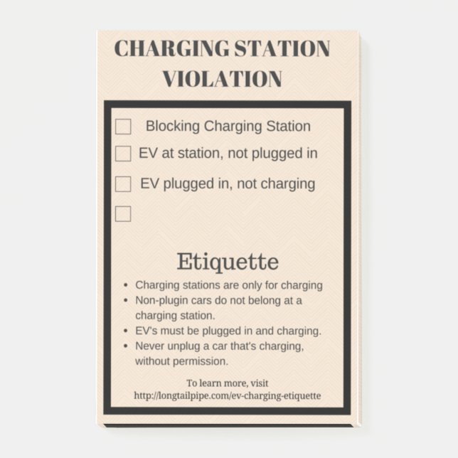 Ladestationsverletzung des elektrischen Autos Post-it Klebezettel (Vorderseite)