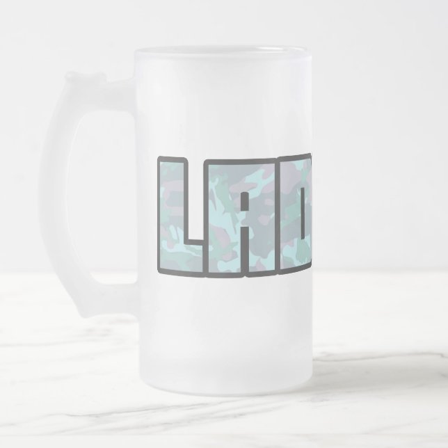 "Ladette" urbane Camouflage, blau und schwarz, Tas Mattglas Bierglas (Links)