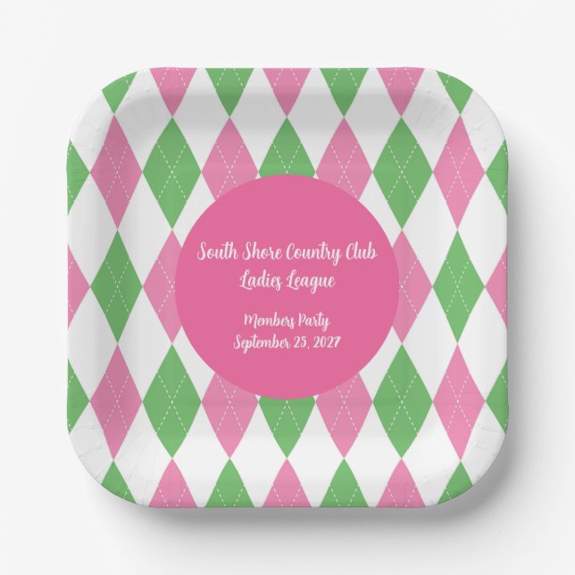 Ladies Golf League Square Party Plate Pappteller (Vorderseite)