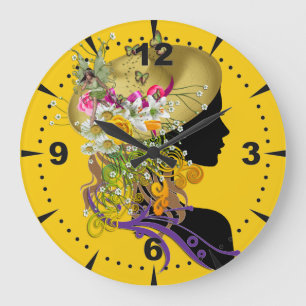 Ladies Hat Lovers Art Große Wanduhr